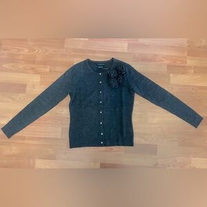 Women's Gray Sweater with Floral Detail